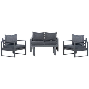 4 Piece Aluminium Garden Sofa Set with Coffee Table