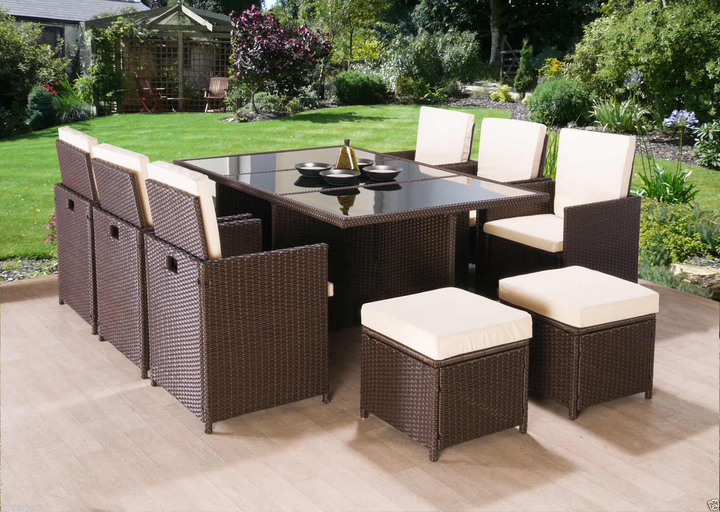 CUBE RATTAN GARDEN FURNITURE SET CHAIRS SOFA TABLE OUTDOOR PATIO WICKER 10 SEATS