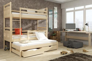 Igor Wooden Bunk Bed with Trundle and Storage
