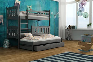 Anka Wooden Bunk Bed with Trundle and Storage