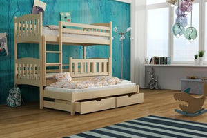 Anka Wooden Bunk Bed with Trundle and Storage