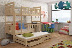 Viki Wooden Bunk Bed  with Trundle and Storage