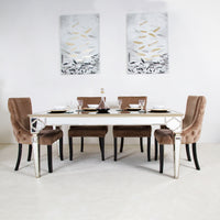  Casablanca Dining Set With 4 Tufted Back Champagne Chairs