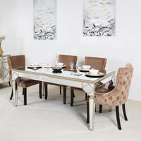  Casablanca Dining Set With 4 Tufted Back Champagne Chairs