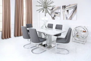 Grey Marble Effect Dining Set with 6 Chairs