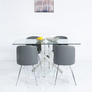 Denver Dining Set with 4 Grey Chairs