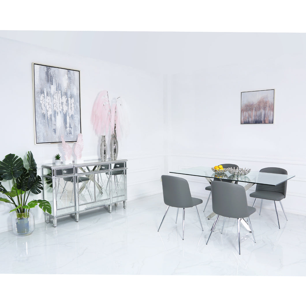 Denver Dining Set with 4 Grey Chairs