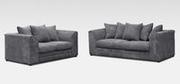 Jumbo Grey Cord Sofa Suite | Leather Corner Sofa Set