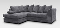 Jumbo Grey Cord Sofa Suite | Leather Corner Sofa Set