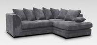 Jumbo Grey Cord Sofa Suite | Leather Corner Sofa Set