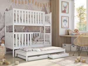 Emily Wooden Bunk Bed with Trundle and Storage