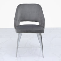 Denver Grey Velvet & Chrome Dining Chair