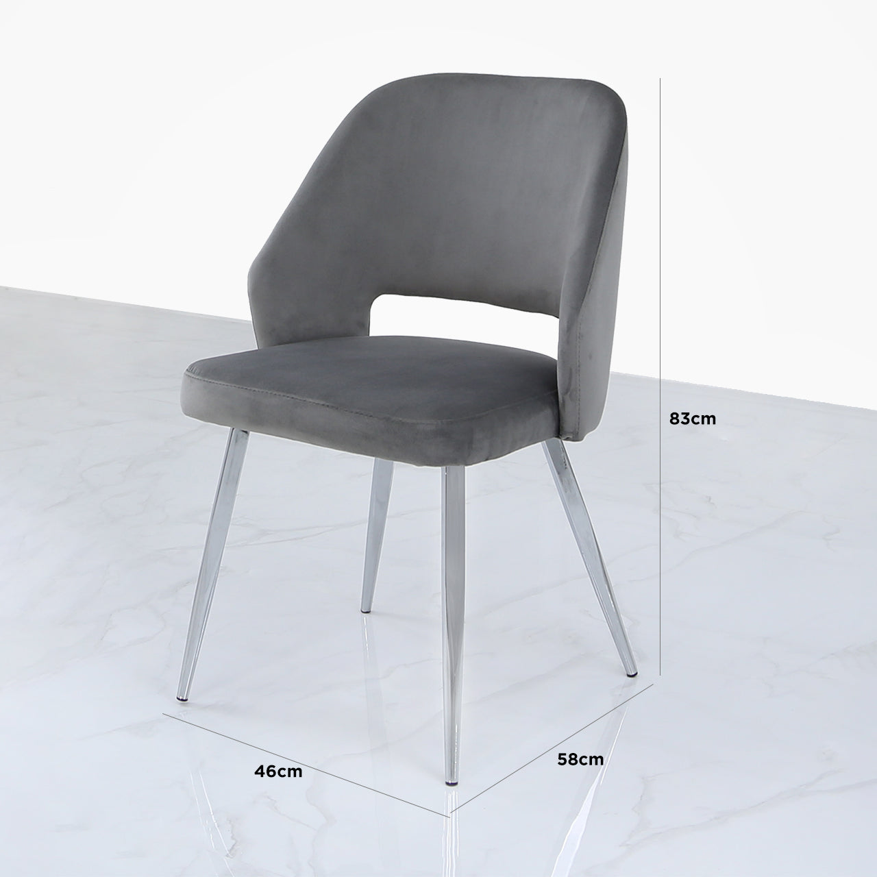 Denver Grey Velvet & Chrome Dining Chair