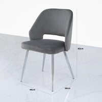 Denver Grey Velvet & Chrome Dining Chair