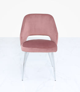 Denver Pink Velvet & Chrome Dining Chair