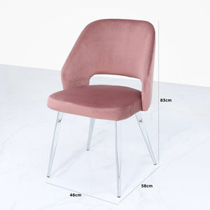 Denver Pink Velvet & Chrome Dining Chair