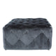 Black Square Velvet Stool with Buttons