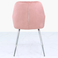 Rose Pink Velvet Tufted Dining Chair