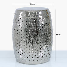Pattered Silver Ceramic Stool