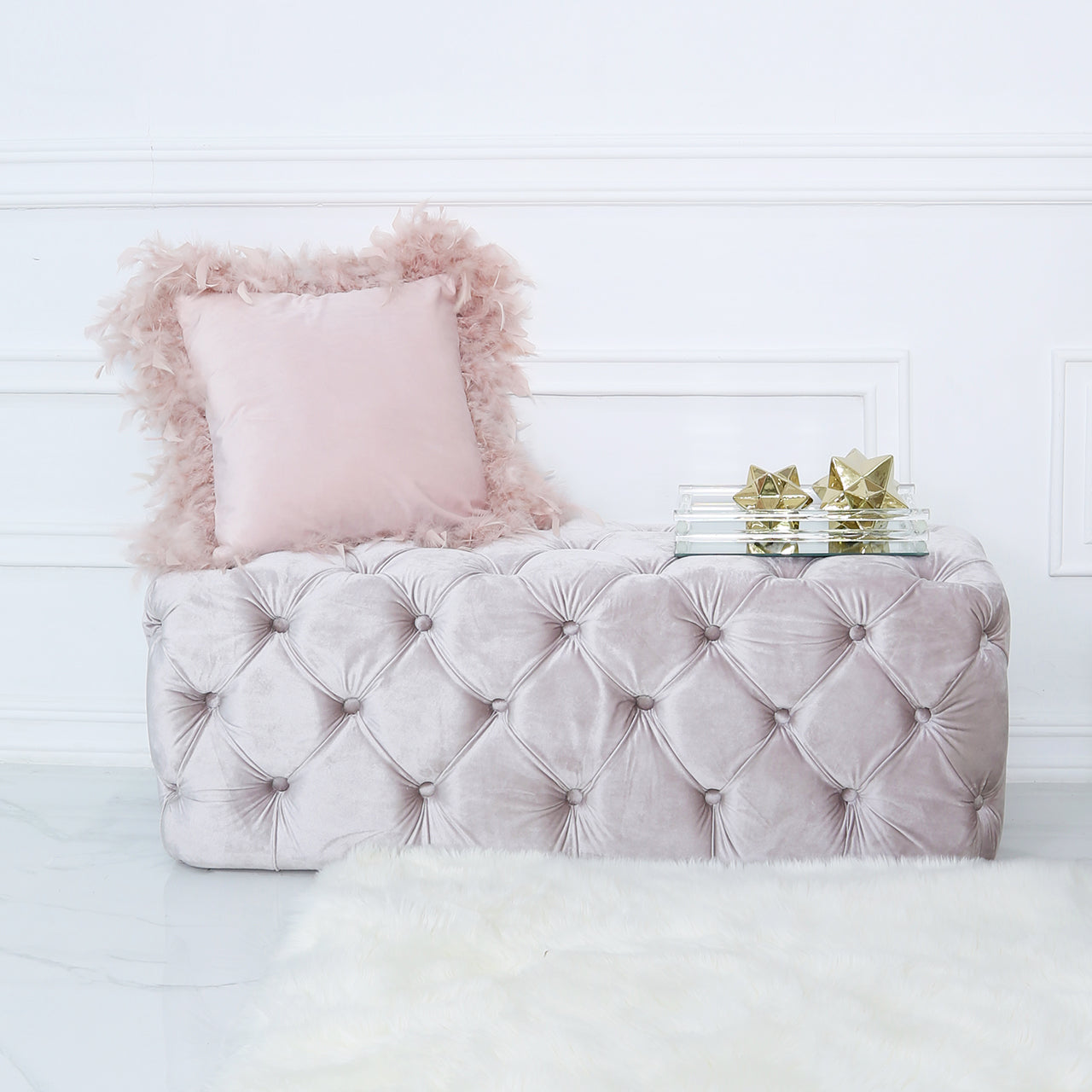 Pink Tufted Bench