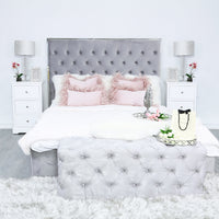 Silver Tufted Bench