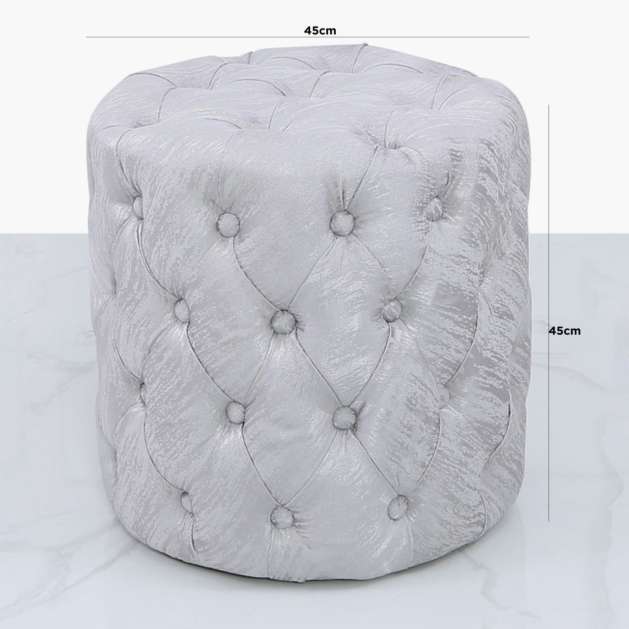 Chelsea Silver Tufted Stool