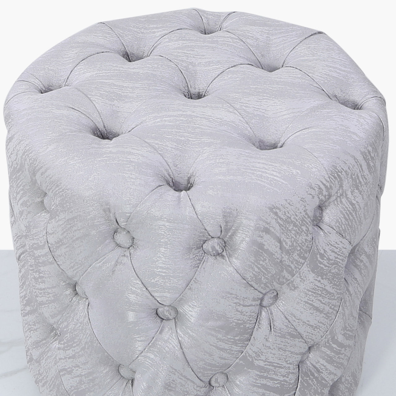 Chelsea Silver Tufted Stool