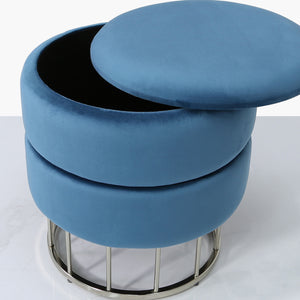 Blue  Round Storage Stool