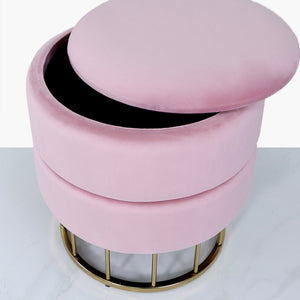 Blush Pink Round Storage Stool