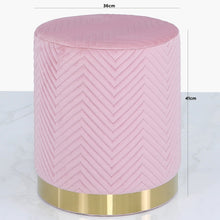 Blush Pink Patterned Round Footstool