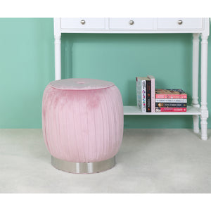 Baby Pink/ Grey Round Footstool