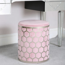 Geometric Blush Pink Round Stool