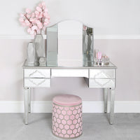 Geometric Blush Pink Round Stool