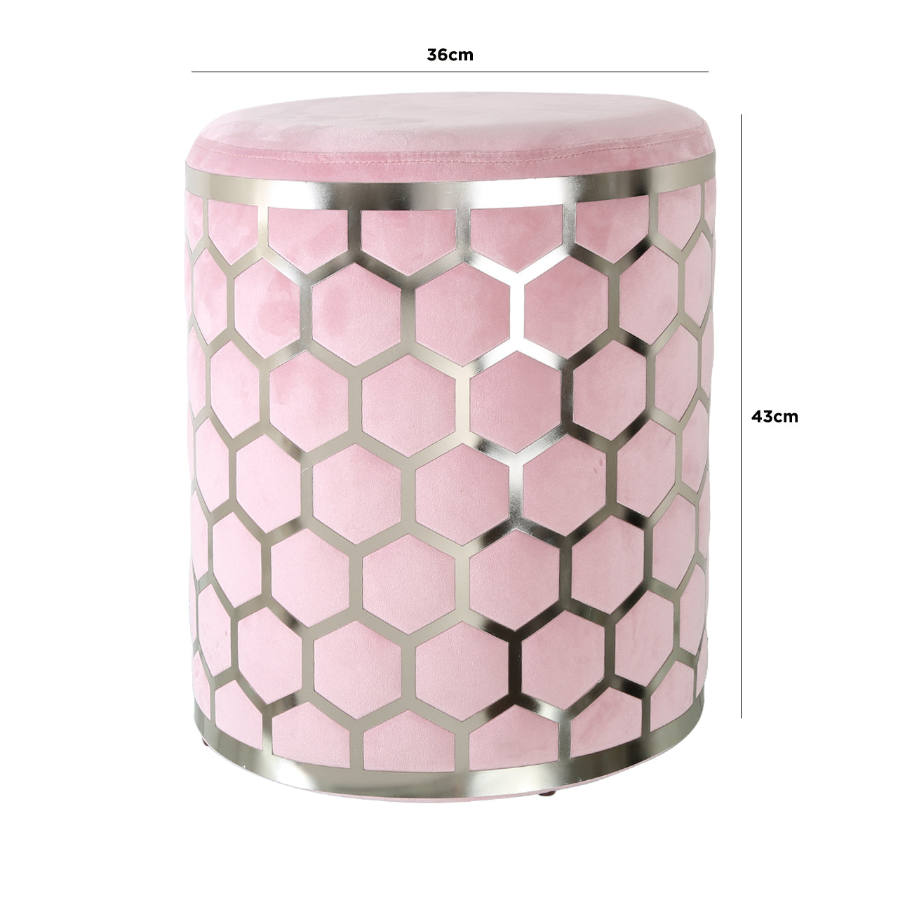 Geometric Blush Pink Round Stool