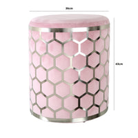 Geometric Blush Pink Round Stool