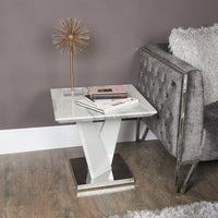 Geometric Marble Effect End Table
