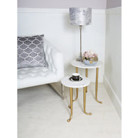 Set of 2 Gold and White End Tables