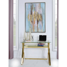 Gold and Clear Glass Desk