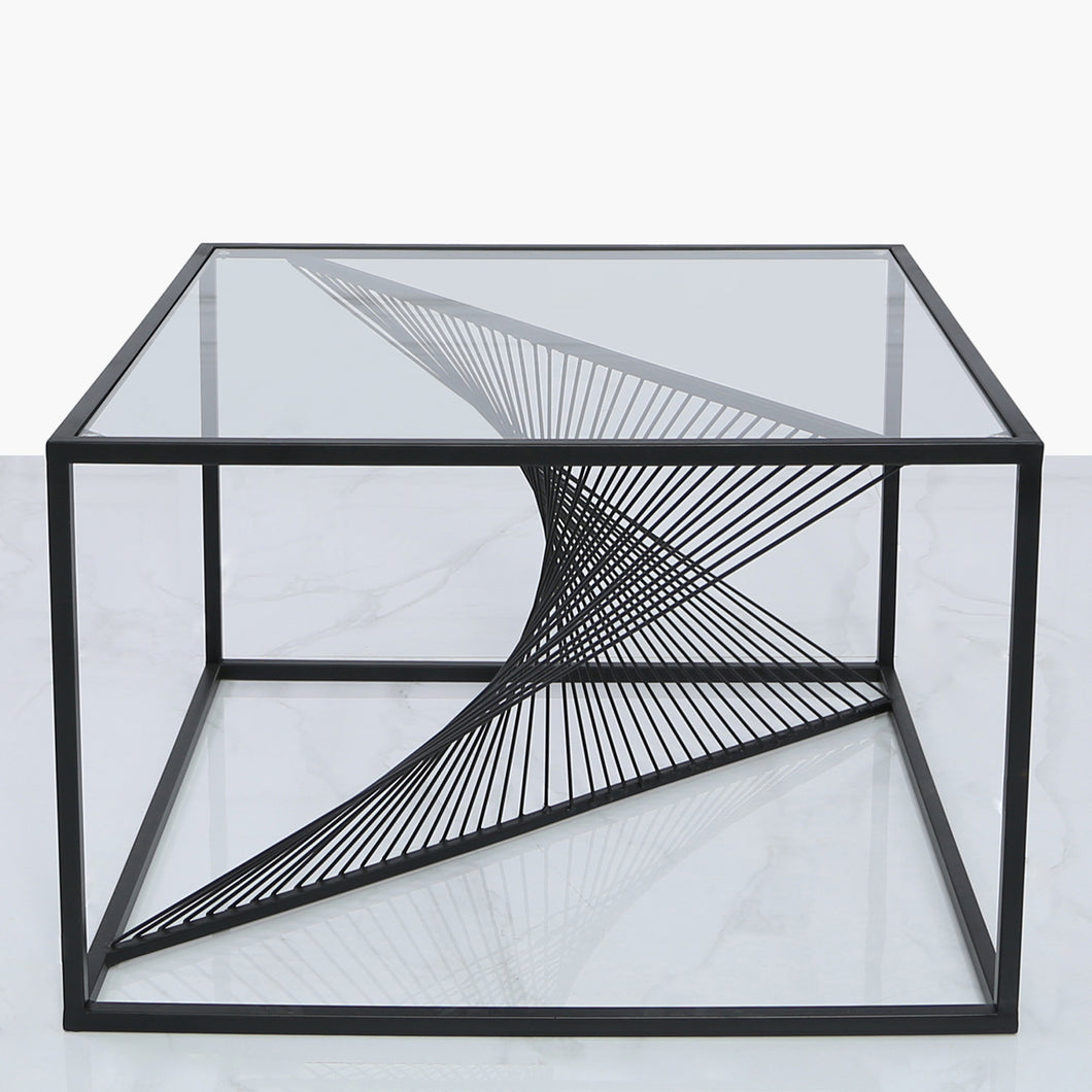 Black Metal & Glass Coffee Table