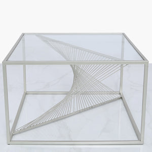 Silver Metal & Glass Coffee Table