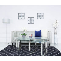 Set of 3 Harvard Steel and Glass End Table (Available in Silver & Gold)