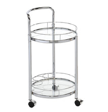 Chrome Metal and Clear Glass Trolley