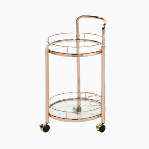 Rose Gold Metal and Clear Glass Trolley