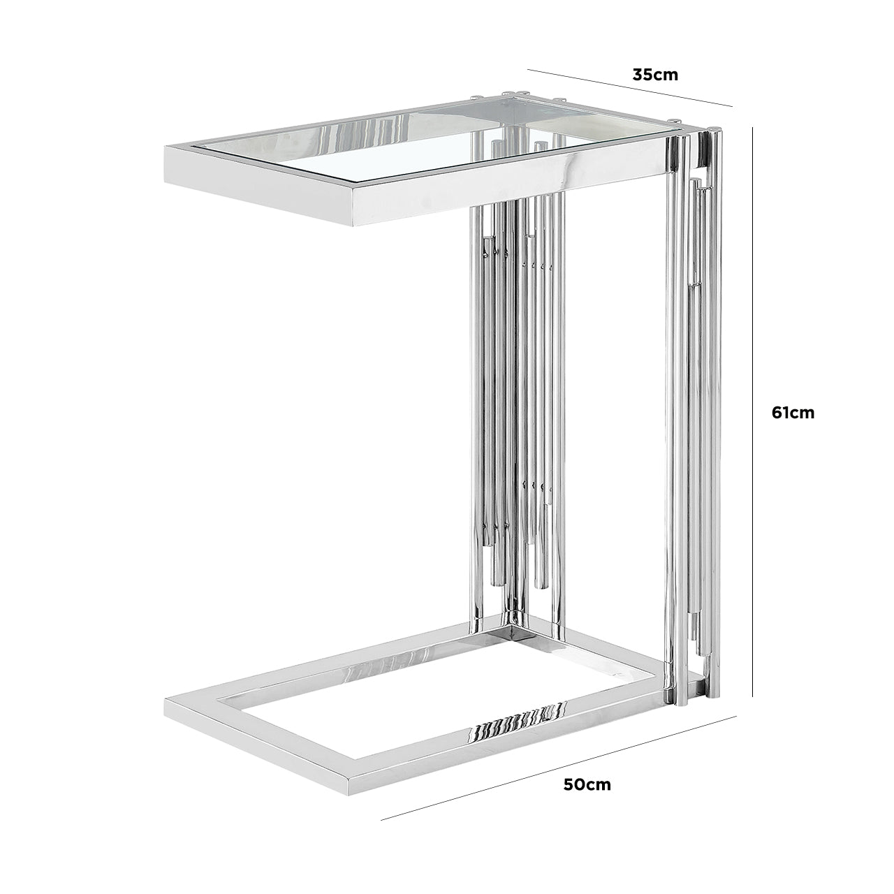 Chime Chrome Sofa Table with Glass Top