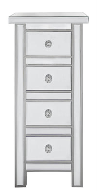 Silver Mirrored 4 Drawer Cabinet