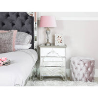 Casablanca Silver Mirror 3 Drawer Bedside Cabinet