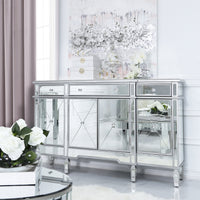 Modern Mirrored Cabinet with Silver Trim