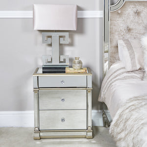 Mirrored Champagne 3 Drawer Cabinet
