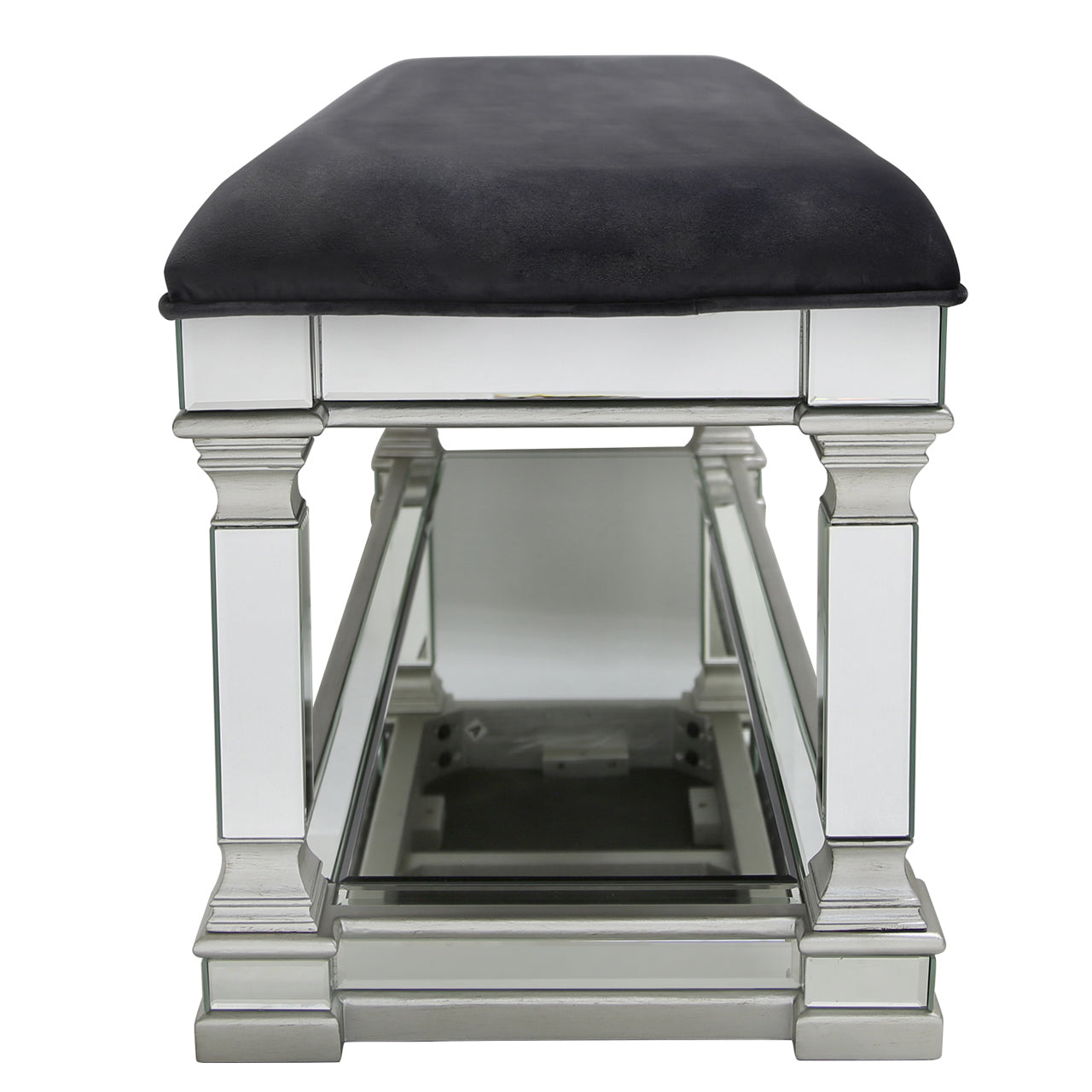 Silver Casablanca Mirrored Bench