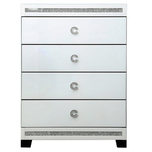 Chanelle White Mirrored 4 Drawer Cabinet